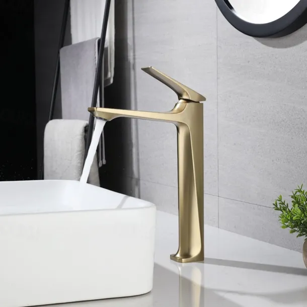 Bathroom Sink Faucet,Brass Stereoscopy Single Handle One Hole Bath Taps with Hot and Cold Switch