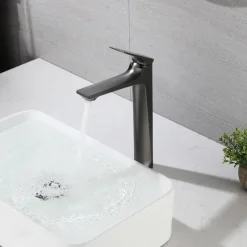 Bathroom Sink Faucet,Brass Stereoscopy Single Handle One Hole Bath Taps with Hot and Cold Switch