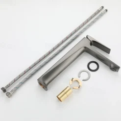 Bathroom Sink Faucet,Brass Stereoscopy Single Handle One Hole Bath Taps with Hot and Cold Switch