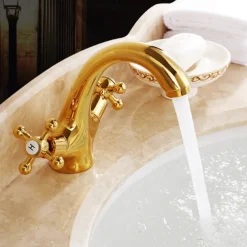 Bathroom Sink Faucet,Classic Electroplated / Painted Finishes Centerset Two Handles One Hole Bath Taps