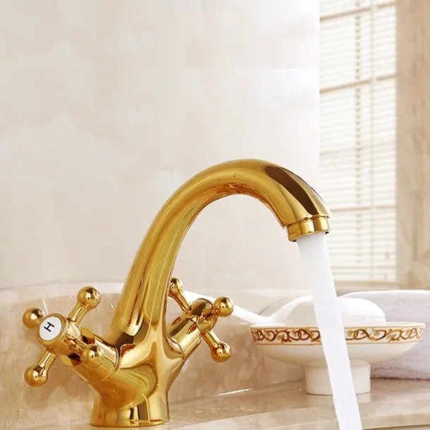 Bathroom Sink Faucet,Classic Electroplated / Painted Finishes Centerset Two Handles One Hole Bath Taps