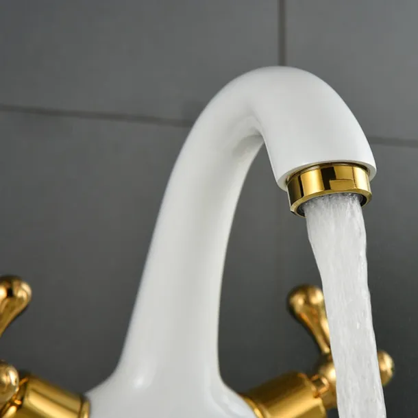 Bathroom Sink Faucet,Classic Electroplated / Painted Finishes Centerset Two Handles One Hole Bath Taps