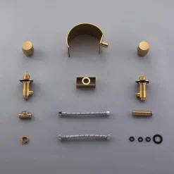 Bathroom Sink Faucet,Elegant Double Handle Arc Waterfall Spout Bathtub Filler Faucet with Three Holes Widespread Bathroom Faucet Gold/Matte Black