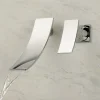 Bathroom Sink Faucet,Modern Style Stainless Steel Slide Shape Design Wall Mount Waterfall Chrome Single Handle Two Holes Bath Taps with Hot and Cold Switch and Valve