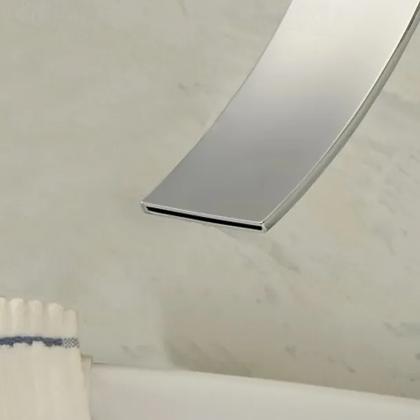 Bathroom Sink Faucet,Modern Style Stainless Steel Slide Shape Design Wall Mount Waterfall Chrome Single Handle Two Holes Bath Taps with Hot and Cold Switch and Valve