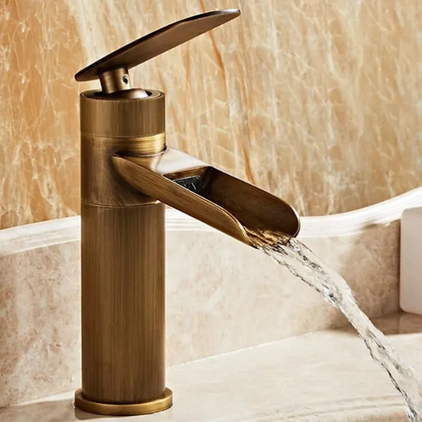 Bathroom Sink Faucet,Rotatable Electroplated Centerset Single Handle One Hole Bath Taps with Hot and Cold Switch