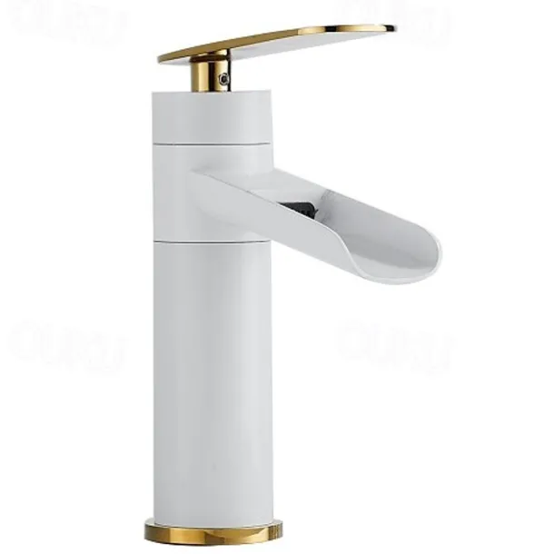 Bathroom Sink Faucet,Rotatable Electroplated Centerset Single Handle One Hole Bath Taps with Hot and Cold Switch
