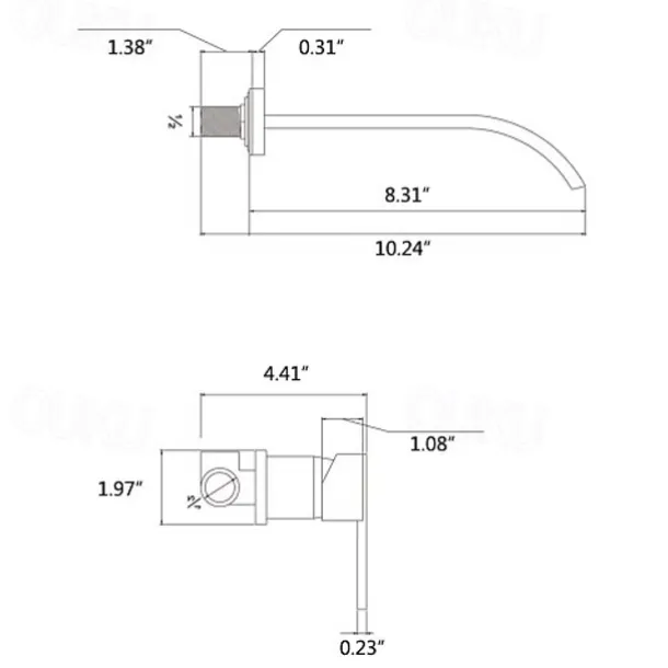Bathroom Sink Faucets,Brass Waterfall Modern Style Wall Mount Single Handle Two Holes Chrome Finish Bath Tap with Cold and Hot Switch