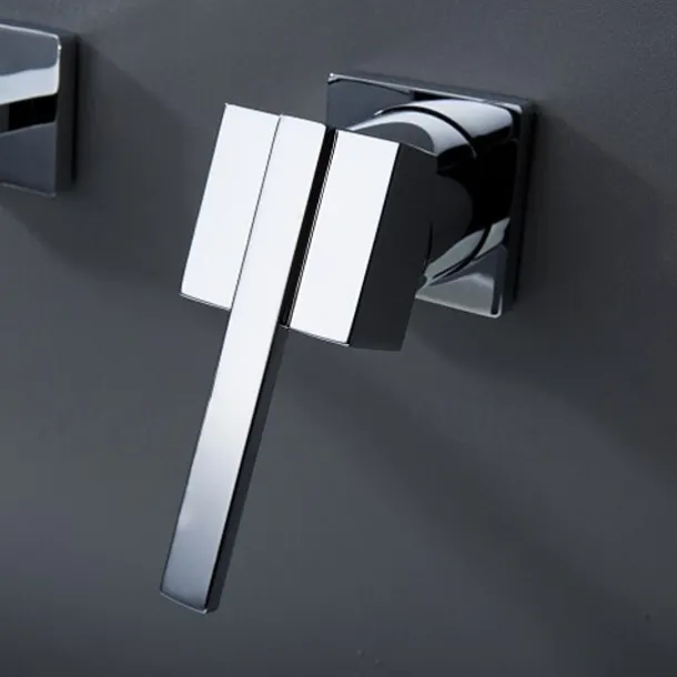 Bathroom Sink Faucets,Brass Waterfall Modern Style Wall Mount Single Handle Two Holes Chrome Finish Bath Tap with Cold and Hot Switch