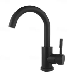 Bathroom Sink Faucet,Single Handle Black Nickel/White Dainted/Brushed Nickel One Hole Standard Spout Stainless Steel Bathroom Sink Faucet with Hot and Cold Water