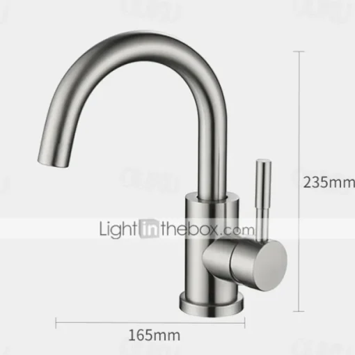 Bathroom Sink Faucet,Single Handle Black Nickel/White Dainted/Brushed Nickel One Hole Standard Spout Stainless Steel Bathroom Sink Faucet with Hot and Cold Water