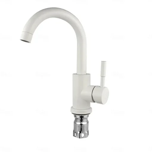 Bathroom Sink Faucet,Single Handle Black Nickel/White Dainted/Brushed Nickel One Hole Standard Spout Stainless Steel Bathroom Sink Faucet with Hot and Cold Water