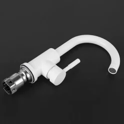 Bathroom Sink Faucet,Single Handle Black Nickel/White Dainted/Brushed Nickel One Hole Standard Spout Stainless Steel Bathroom Sink Faucet with Hot and Cold Water