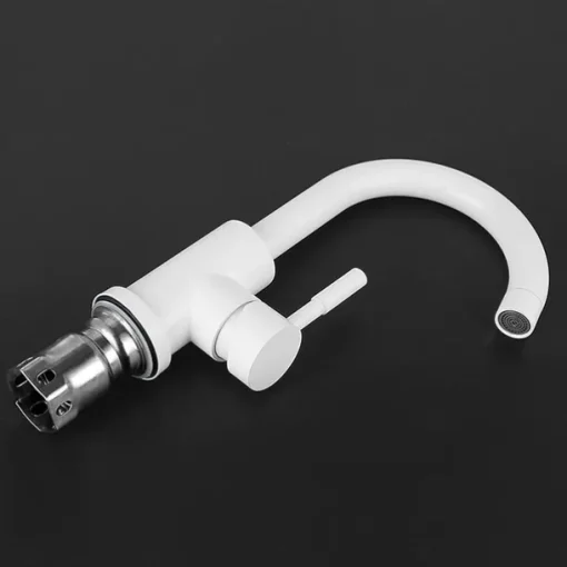 Bathroom Sink Faucet,Single Handle Black Nickel/White Dainted/Brushed Nickel One Hole Standard Spout Stainless Steel Bathroom Sink Faucet with Hot and Cold Water