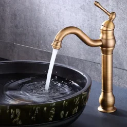 Bathroom Sink Faucet,Single Handle Rose Gold/Black/Brushed Gold/ Brass/Rustic Nickel One Hole Widespread Electroplated Faucet with Hot and Cold Water