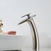 Bathroom Sink Faucet,Waterfall Heart Shape Handle Single Handle One Hole Bath Taps with Hot and Cold Switch