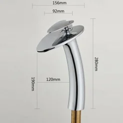 Bathroom Sink Faucet,Waterfall Heart Shape Handle Single Handle One Hole Bath Taps with Hot and Cold Switch