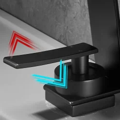 Bathroom Sink Faucet,Waterfall Brass Single Handle One Holes Bath Tap with Hot and Cold Switch