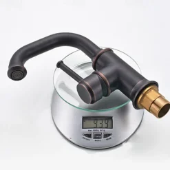 Bathroom Sink Mixer Faucet Vintage Deck Mounted, 360 Swivel Rotatable Single Handle One Hole Monobloc Washroom Basin Taps with Hot and Cold Water Hose Antique Brass ORB