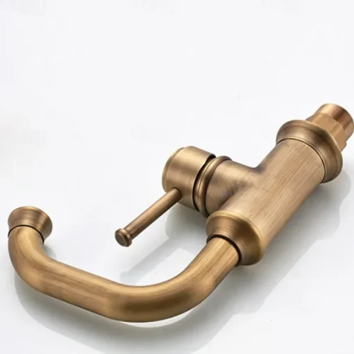 Bathroom Sink Mixer Faucet Vintage Deck Mounted, 360 Swivel Rotatable Single Handle One Hole Monobloc Washroom Basin Taps with Hot and Cold Water Hose Antique Brass ORB