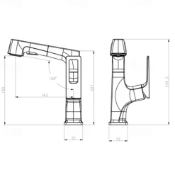 Bathroom Sink Mixer Faucet Liftable Body Pull Out 2 Mode Spout, 360° Rotatable Washroom Brass Basin Tap Deck Mounted, with Hot and Cold Water Vessel Tap