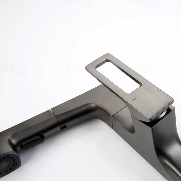 Bathroom Sink Mixer Faucet Liftable Body Pull Out 2 Mode Spout, 360° Rotatable Washroom Brass Basin Tap Deck Mounted, with Hot and Cold Water Vessel Tap