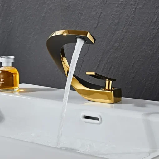 Bathroom Sink Mixer Faucet, Mono Wash Basin Single Handle Basin Taps Washroom, Monobloc Vessel Water Brass Tap Deck Mounted with Hot and Cold Hose