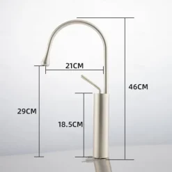 Bathroom Sink Mixer Faucet Brushed Gold Tall Deck Mounted, High Arc Vessel Tap Single Handle One Hole Standard Spout Wahsroom Basin Taps with Cold and Hot Water Hose