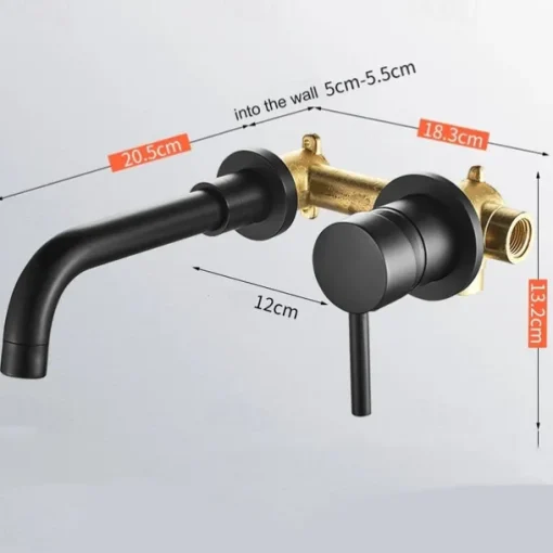 Bathroom Sink Mixer Faucet Wall Mounted, 2 Holes Single Handle Wash Basin Sink Mixer Brass Taps Rough in Valve with Cold Hot Water Hose, Aged Bronze/Black Satin Nickel/Bright Chrome