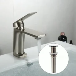 Bathroom Sink Mixer Faucet, Monobloc Washroom Basin Taps Single Handle One Hole Deck Mounted with Hot and Cold Hose