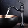 Bathroom Sink Mixer Faucet Antique Brass ORB, 360 Rotatable Basin Tap Single Handle Deck Mounted, Traditional Washroom Vessel Bath Taps