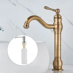 Bathroom Sink Mixer Faucet Antique Brass ORB, 360 Rotatable Basin Tap Single Handle Deck Mounted, Traditional Washroom Vessel Bath Taps