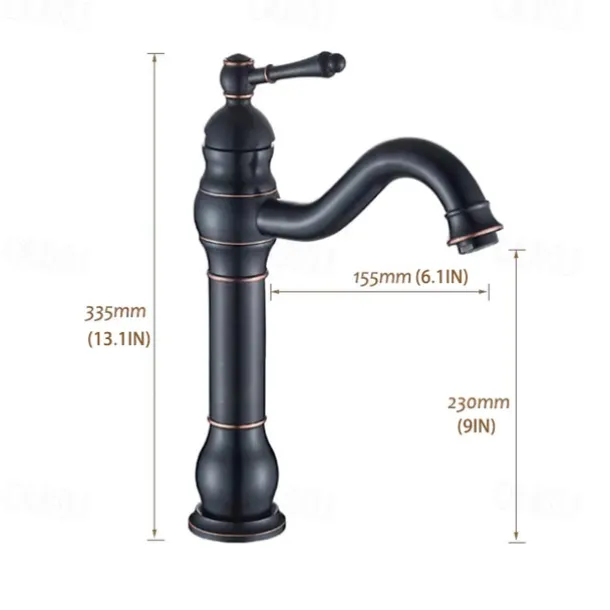 Bathroom Sink Mixer Faucet Antique Brass ORB, 360 Rotatable Basin Tap Single Handle Deck Mounted, Traditional Washroom Vessel Bath Taps