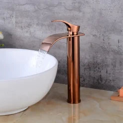 Bathroom Sink Mixer Faucet Tall with Drain, Basin Vessel Tap Ceramic Valve Single Handle Deck Mounted ORB/Rose Gold/Bursh Nickel