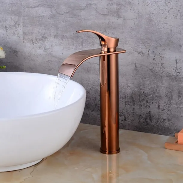 Bathroom Sink Mixer Faucet Tall with Drain, Basin Vessel Tap Ceramic Valve Single Handle Deck Mounted ORB/Rose Gold/Bursh Nickel