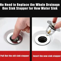 Bathroom Sink Plug Stopper Bounce Up Drain Filter for Wash Basin and Shower Sink with Kitchen Bathtub Stopper Functionality