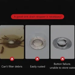 Bathroom Sink Plug Stopper Bounce Up Drain Filter for Wash Basin and Shower Sink with Kitchen Bathtub Stopper Functionality