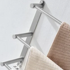 Bathroom Three-layer Shelf with Hooks Stainless Steel Multi-function Towel Rack Wall Mounted Matte Gold and Brushed Nickel 1pc