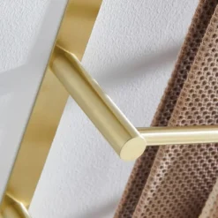 Bathroom Three-layer Shelf with Hooks Stainless Steel Multi-function Towel Rack Wall Mounted Matte Gold and Brushed Nickel 1pc