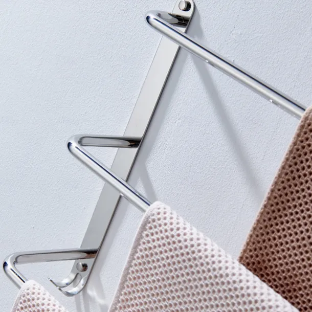 Bathroom Three-layer Shelf with Hooks Stainless Steel Multi-function Towel Rack Polished Silver and Brushed Nickel 1pc