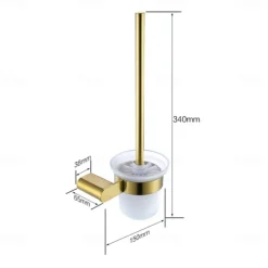 Bathroom Toilet Brush with Holder SUS304 Stainless Steel Storage Organiser Stylish Brush Holder Rustproof Wall Mount Matte Black