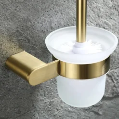 Bathroom Toilet Brush with Holder SUS304 Stainless Steel Storage Organiser Stylish Brush Holder Rustproof Wall Mount Matte Black