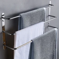 Bathroom Towel Bar Chrome Multilayer New Design Stainless Steel Bath 3 Rods Towel Rack Wall Mounted Silvery 1pc