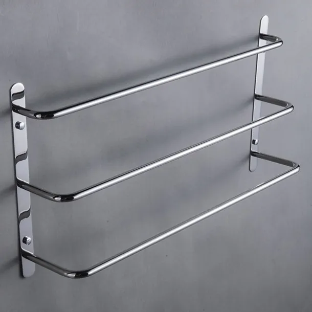 Bathroom Towel Bar Chrome Multilayer New Design Stainless Steel Bath 3 Rods Towel Rack Wall Mounted Silvery 1pc