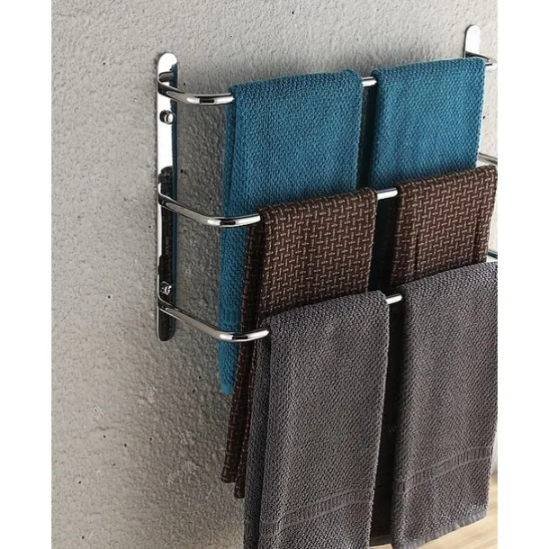Bathroom Towel Bar Chrome Multilayer New Design Stainless Steel Bath 3 Rods Towel Rack Wall Mounted Silvery 1pc