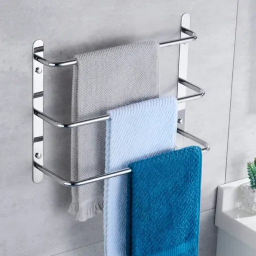 Bathroom Towel Bar Multilayer Bathroom Shelf Contemporary Polished Stainless Steel Bathroom 3-tier Towel Bar Wall Mounted 45/60 cm