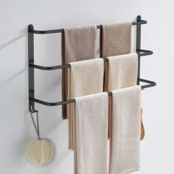 Bathroom Towel Bar Multilayer Bathroom Shelf Contemporary Polished Stainless Steel Bathroom 3-tier Towel Bar Wall Mounted 45/60 cm