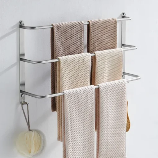 Bathroom Towel Bar Multilayer Bathroom Shelf Contemporary Polished Stainless Steel Bathroom 3-tier Towel Bar Wall Mounted 45/60 cm