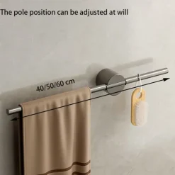 Bathroom Towel Bar Perforated Free Space Aluminum Towel Rack Extremely Simple Light Luxurious Towel Storage