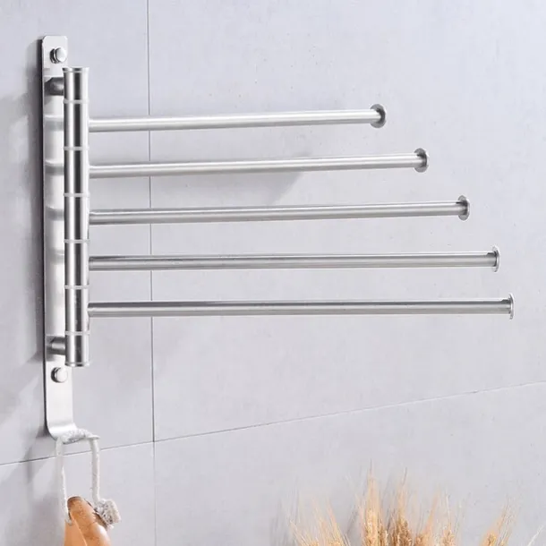Bathroom Towel Rack Rotatable Activity Towel Bar Stainless Steel Brushed Bathroom Storage Towel Rack